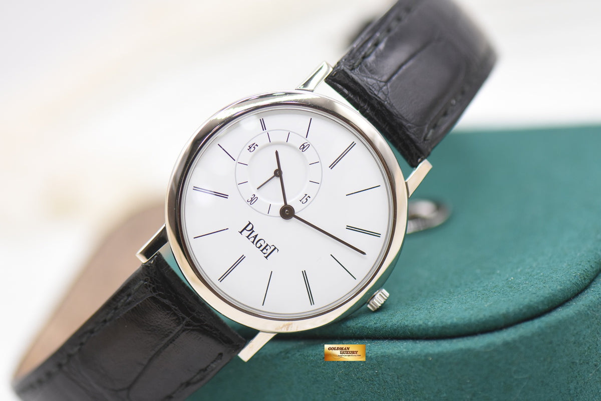 PIAGET ALTIPLANO BIG SECOND 34mm WHITE GOLD IN LEATHER MANUAL WINDING P10411 (MINT)