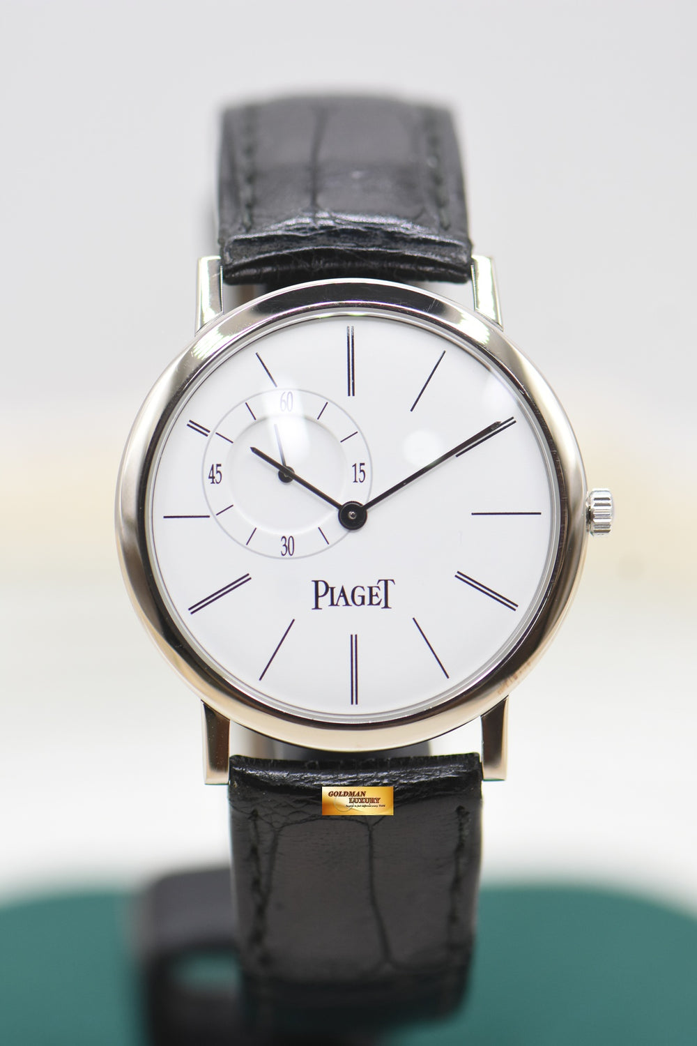 PIAGET ALTIPLANO BIG SECOND 34mm WHITE GOLD IN LEATHER MANUAL WINDING P10411 (MINT)