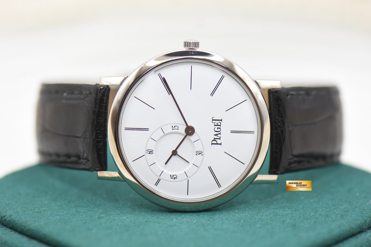 PIAGET ALTIPLANO BIG SECOND 34mm WHITE GOLD IN LEATHER MANUAL WINDING P10411 (MINT)
