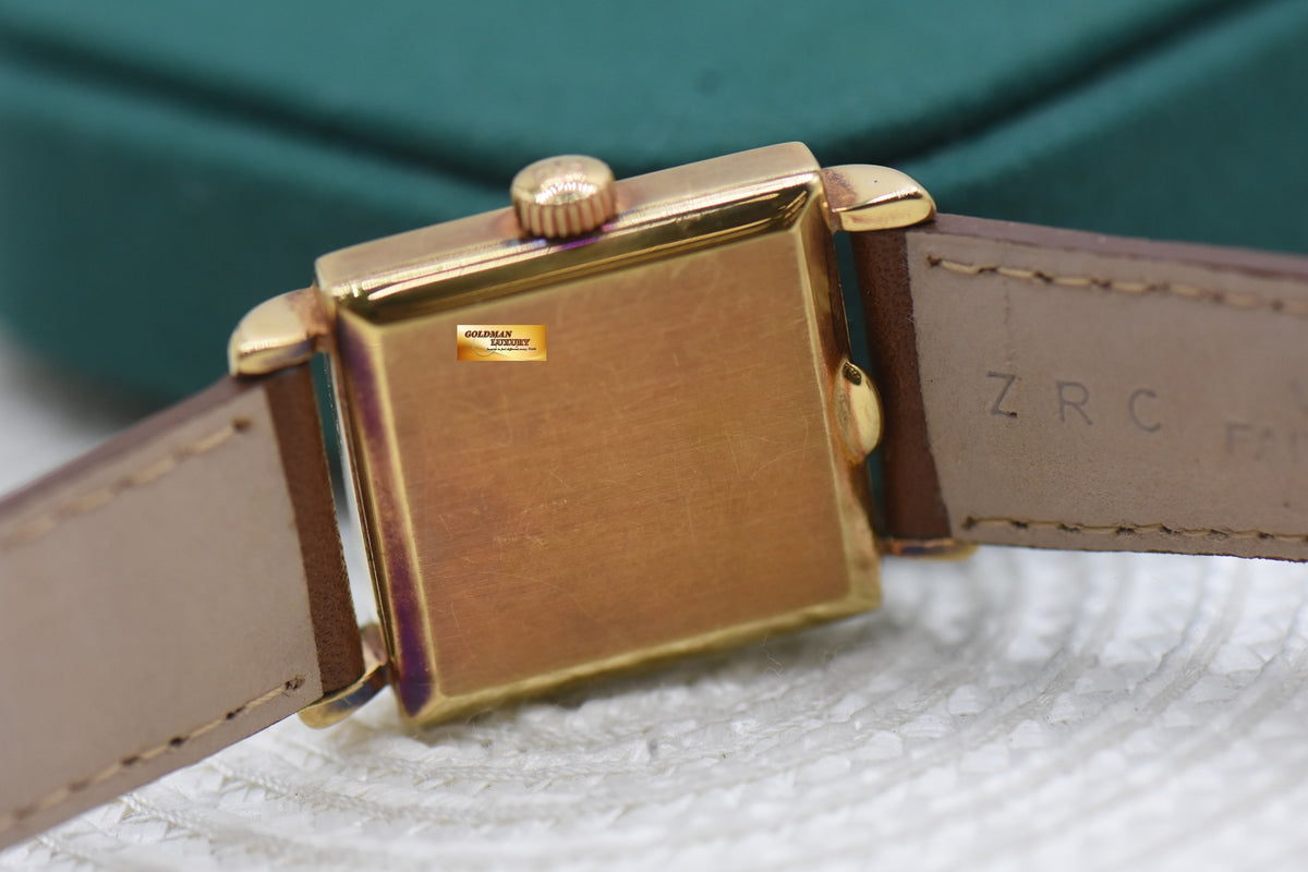 PATEK PHILIPPE VINTAGE SQUARE YELLOW GOLD IN LEATHER STRAP MANUAL WINDING 2475 (VINTAGE-AGING)