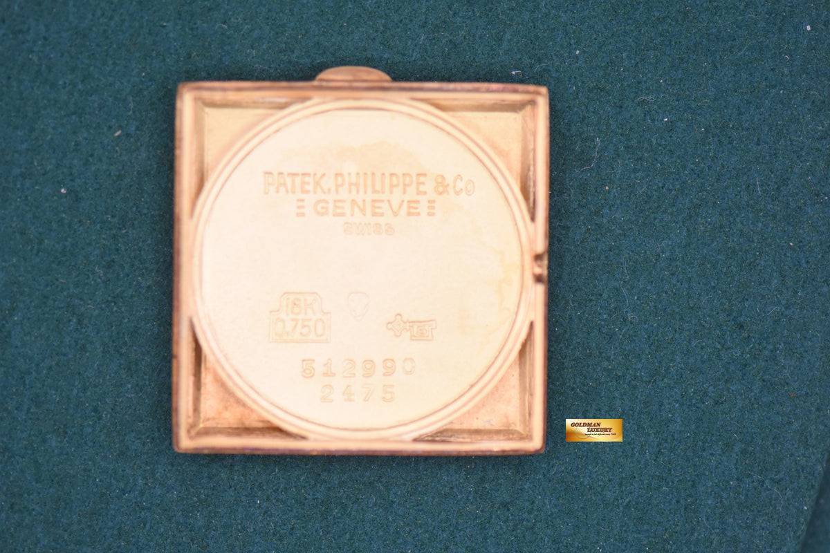 PATEK PHILIPPE VINTAGE SQUARE YELLOW GOLD IN LEATHER STRAP MANUAL WINDING 2475 (VINTAGE-AGING)