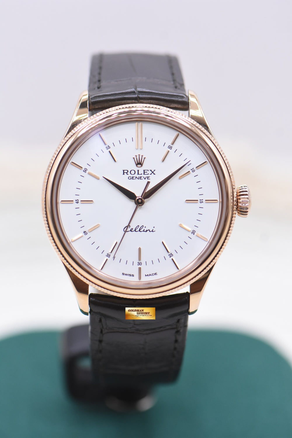 ROLEX CELLINI 39mm EVEROSE GOLD MEN’S AUTOMATIC WHITE DIAL 50505 (LNIB)