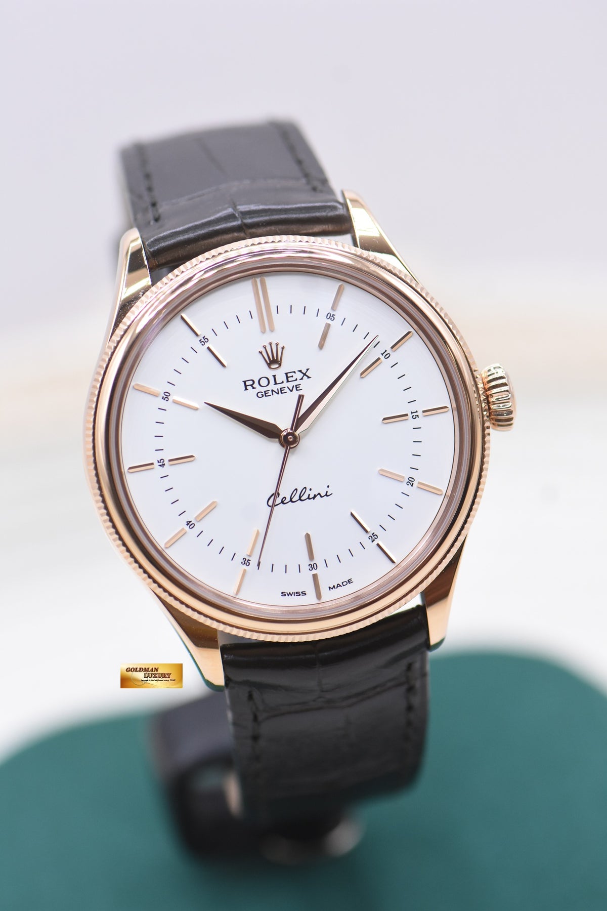 ROLEX CELLINI 39mm EVEROSE GOLD MEN’S AUTOMATIC WHITE DIAL 50505 (LNIB)