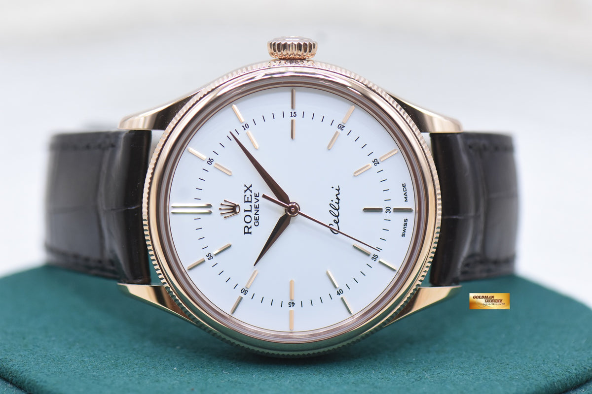 ROLEX CELLINI 39mm EVEROSE GOLD MEN’S AUTOMATIC WHITE DIAL 50505 (LNIB)