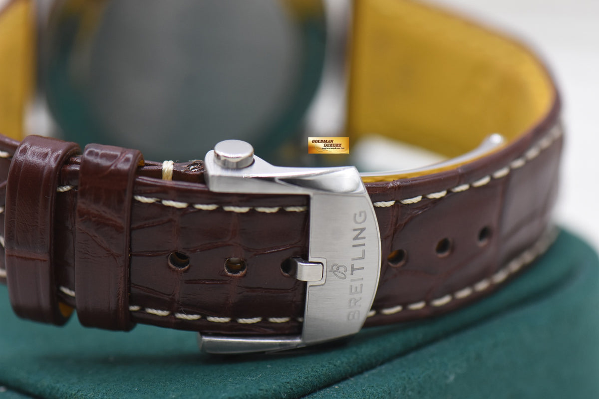 BREITLING NAVITIMER GMT 41mm STEEL IN LEATHER STRAP SILVER DIAL AUTOMATIC A32310 (LNIB-STICKERS INTACT)