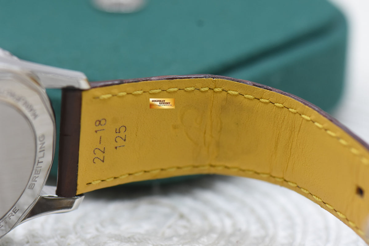 BREITLING NAVITIMER GMT 41mm STEEL IN LEATHER STRAP SILVER DIAL AUTOMATIC A32310 (LNIB-STICKERS INTACT)