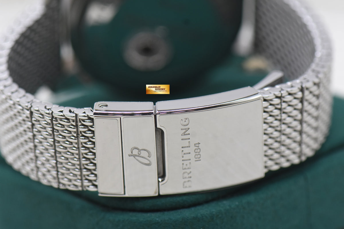 BREITLING SUPEROCEAN HERITAGE II 42mm STEEL MESH BRACELET BLACK AUTOMATIC UB2030 (LNIB-STICKERS INTACT)