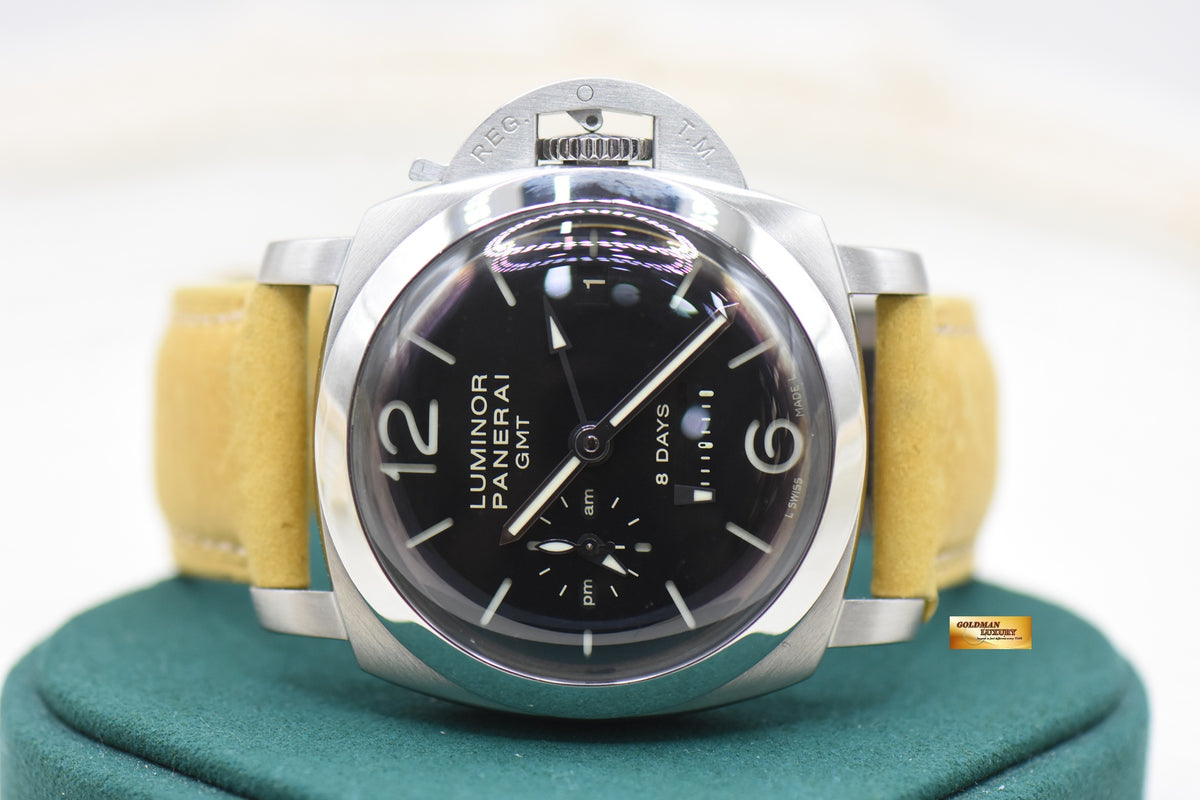 PANERAI LUMINOR GMT 1950 8 DAYS POWER RESERVE am/pm DIAL MANUAL WINDING PAM 233 (MINT)