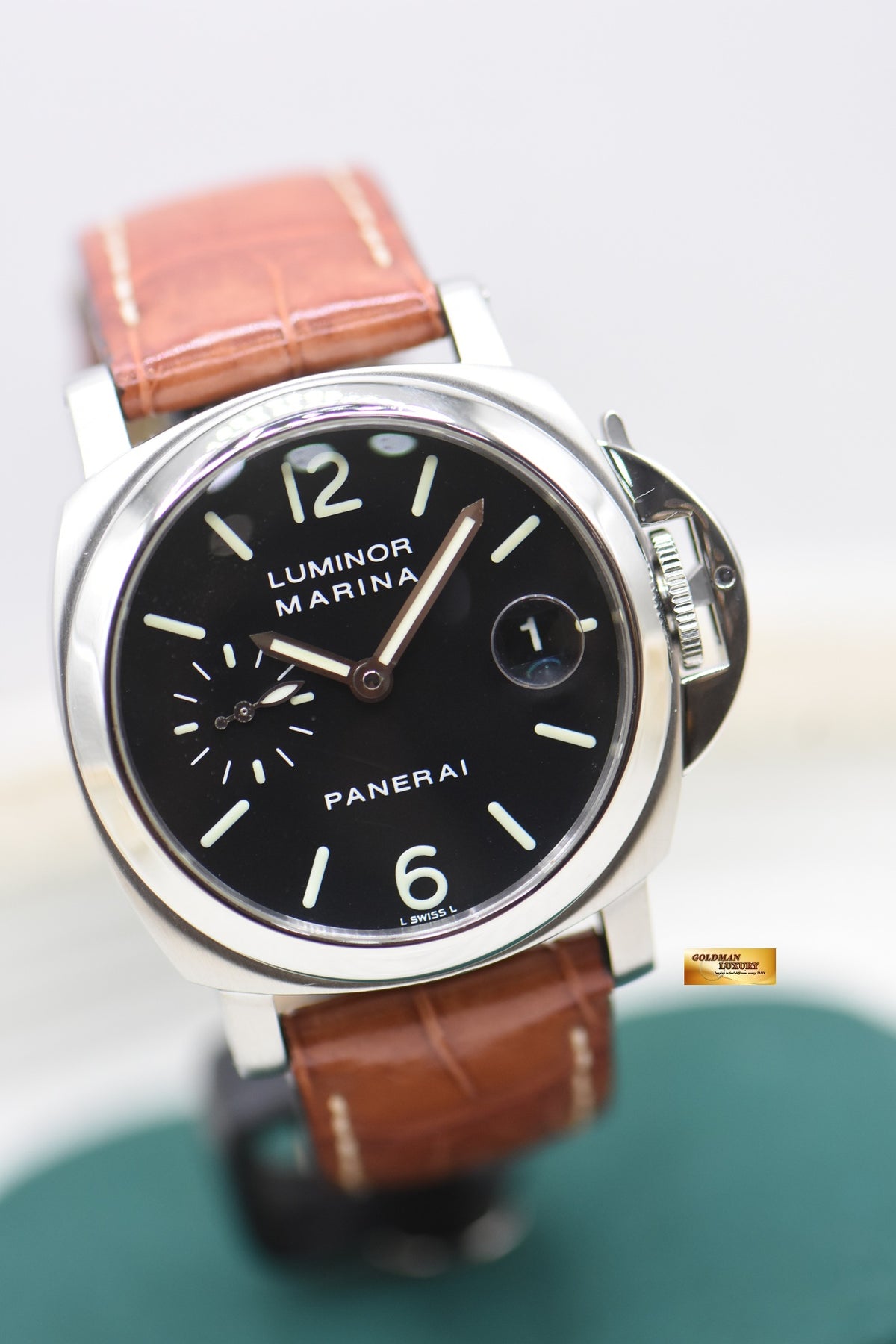 PANERAI LUMINOR MARINA 40mm STEEL IN LEATHER STRAP AUTOMATIC PAM 48 (MINT)