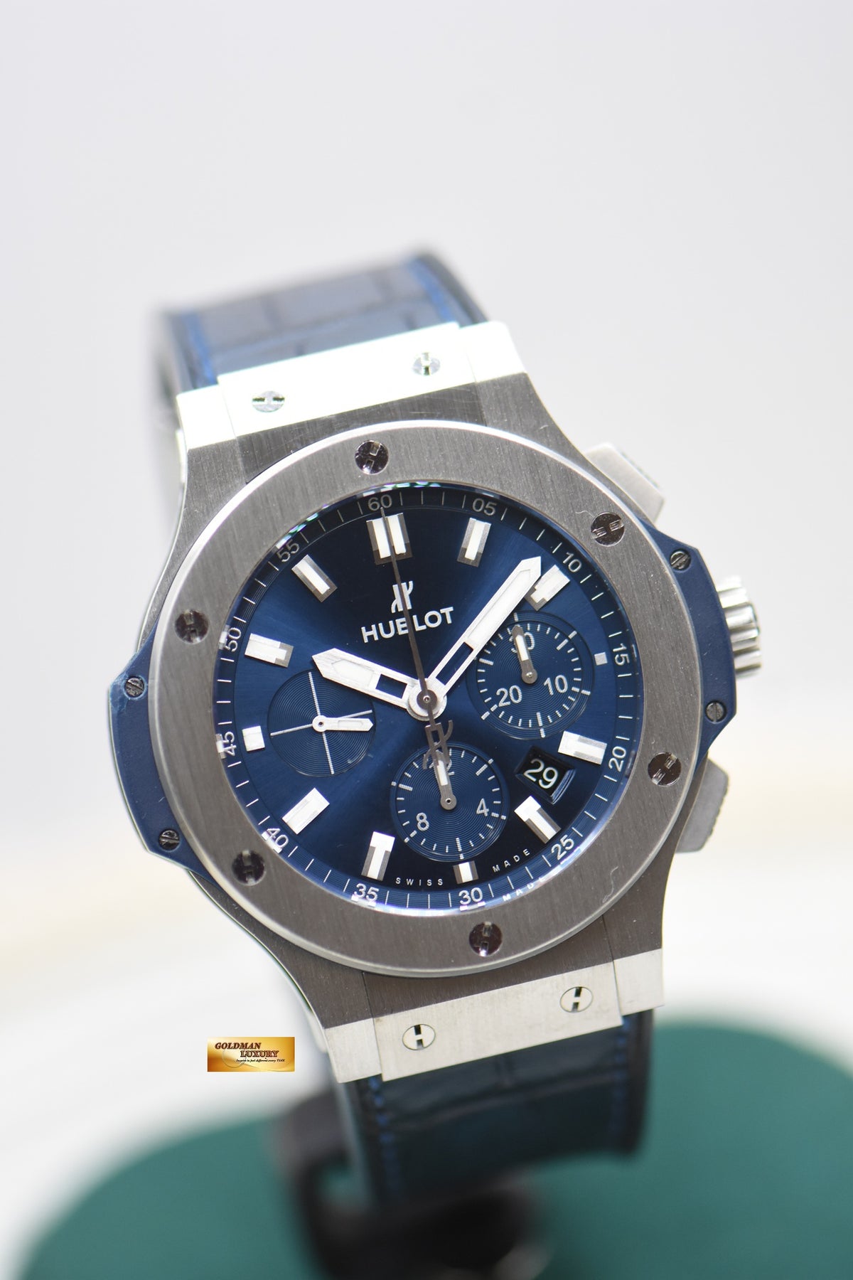 HUBLOT BIGBANG CHRONOGRAPH 44mm STEEL IN BLUE RUBBER STRAP AUTOMATIC 301.SX.7170.LR (MINT)
