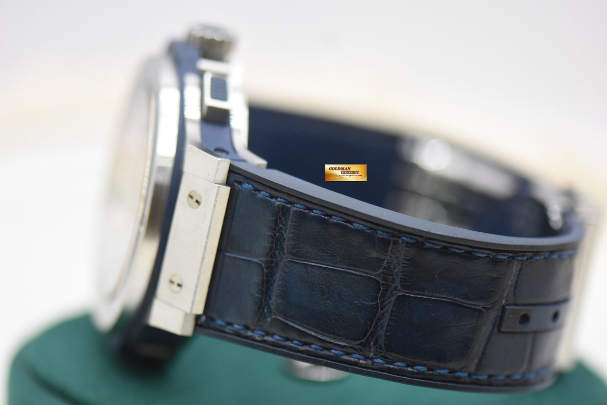 HUBLOT BIGBANG CHRONOGRAPH 44mm STEEL IN BLUE RUBBER STRAP AUTOMATIC 301.SX.7170.LR (MINT)