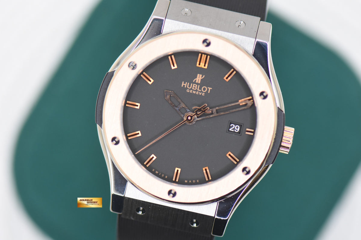 HUBLOT CLASSIC FUSION 42mm ZIRCONIUM / ROSE GOLD RUBBER STRAP AUTOMATIC 542.ZP.1800.RX (MINT)
