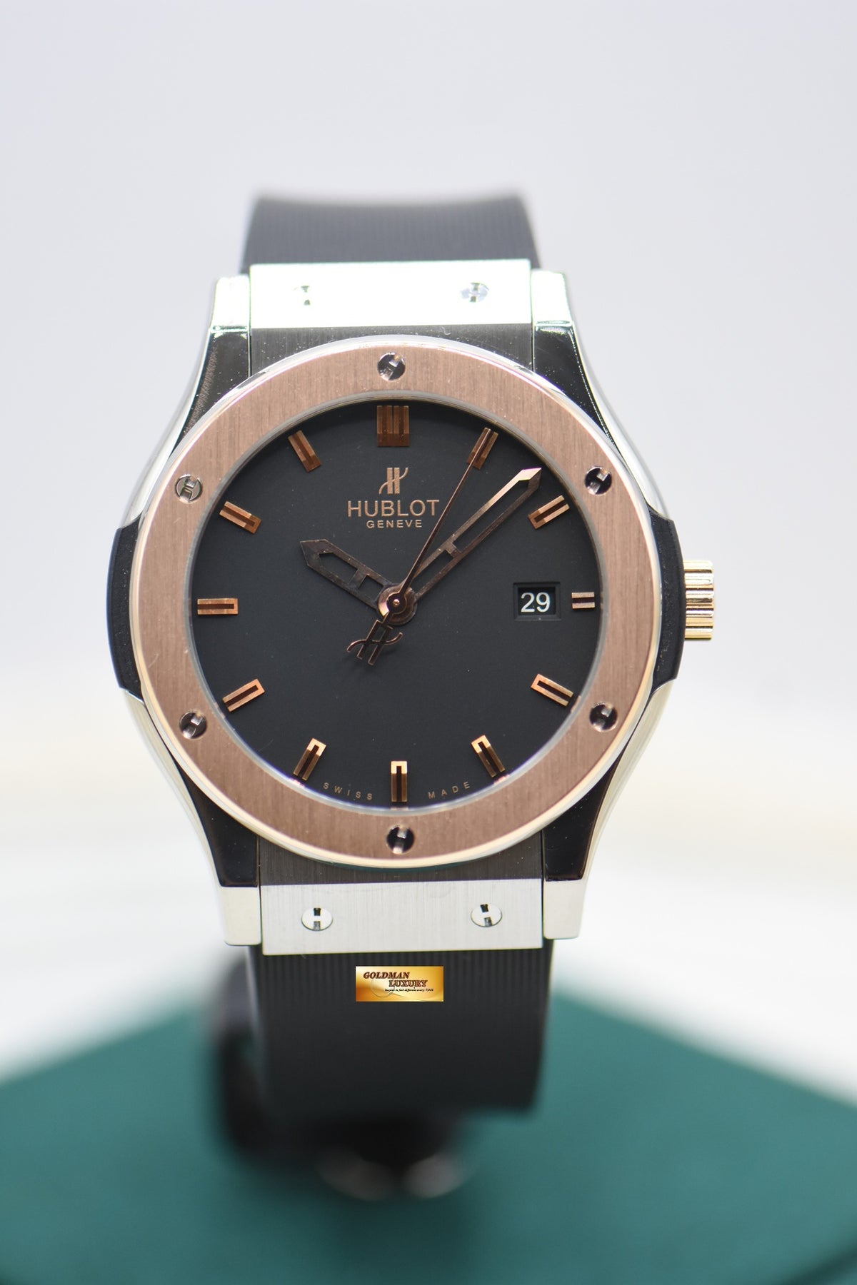HUBLOT CLASSIC FUSION 42mm ZIRCONIUM / ROSE GOLD RUBBER STRAP AUTOMATIC 542.ZP.1800.RX (MINT)