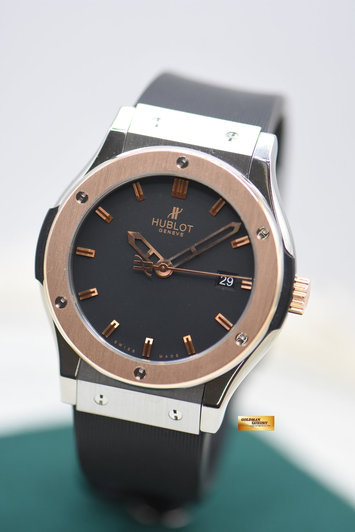 HUBLOT CLASSIC FUSION 42mm ZIRCONIUM / ROSE GOLD RUBBER STRAP AUTOMATIC 542.ZP.1800.RX (MINT)
