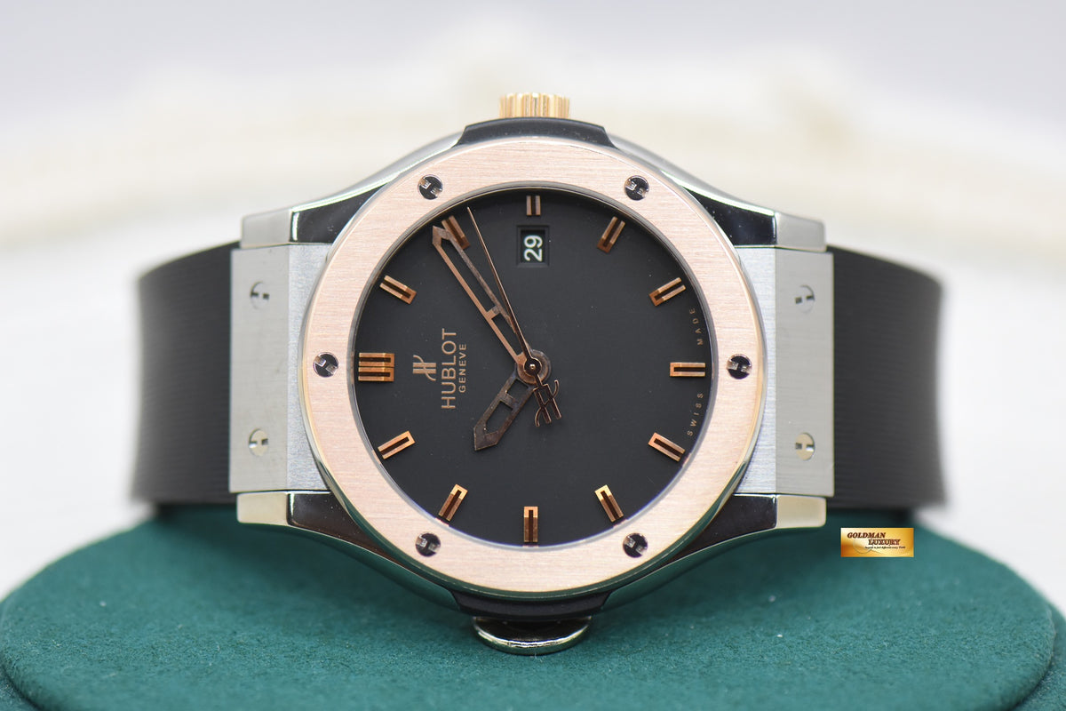 HUBLOT CLASSIC FUSION 42mm ZIRCONIUM / ROSE GOLD RUBBER STRAP AUTOMATIC 542.ZP.1800.RX (MINT)