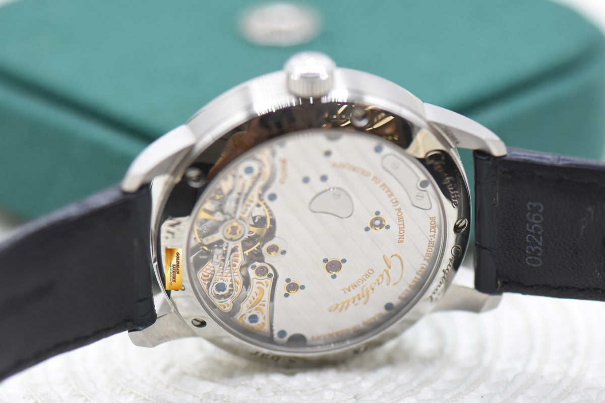[SOLD] GLASHUTTE ORIGINAL PANORESERVE BIG DATE STEEL BLUE MANUAL 1-65-01-26-12-35 (MINT)