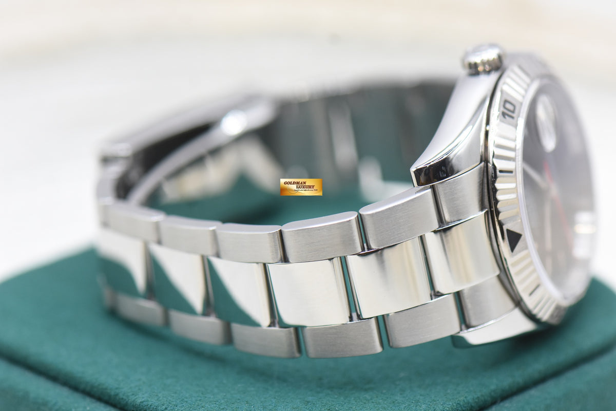 ROLEX OYSTER DATEJUST 36mm TURN-O-GRAPH STEEL IN OYSTER BRACELET BLACK DIAL 116264 (MINT)