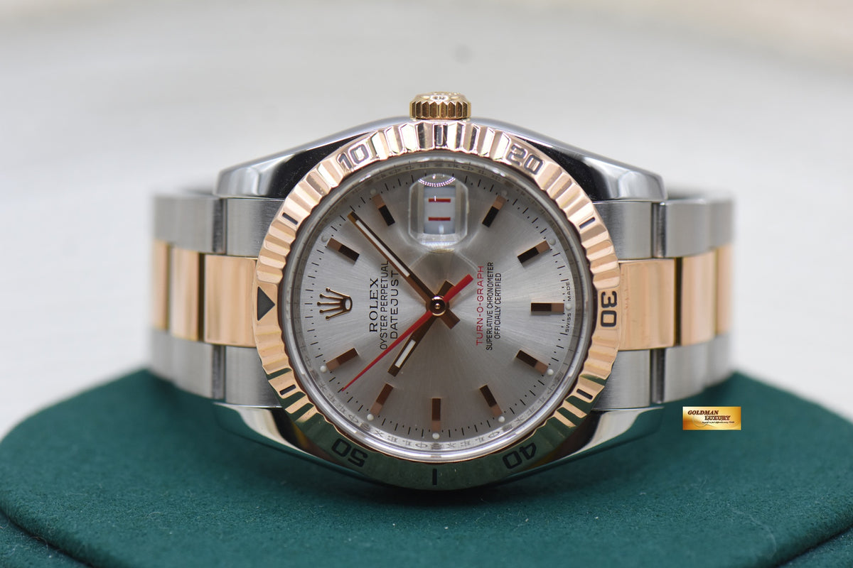 ROLEX OYSTER DATEJUST 36mm TURN-O-GRAPH EVEROSE / STEEL IN OYSTER BRACELET SILVER DIAL 116261 (MINT)