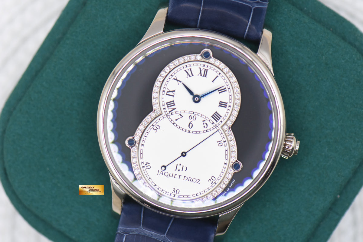 JAQUET DROZ GRANDE SECONDE 43mm WHITE GOLD IN LEATHER STRAP DIAMOND DIAL AUTOMATIC J003034225 (MINT)