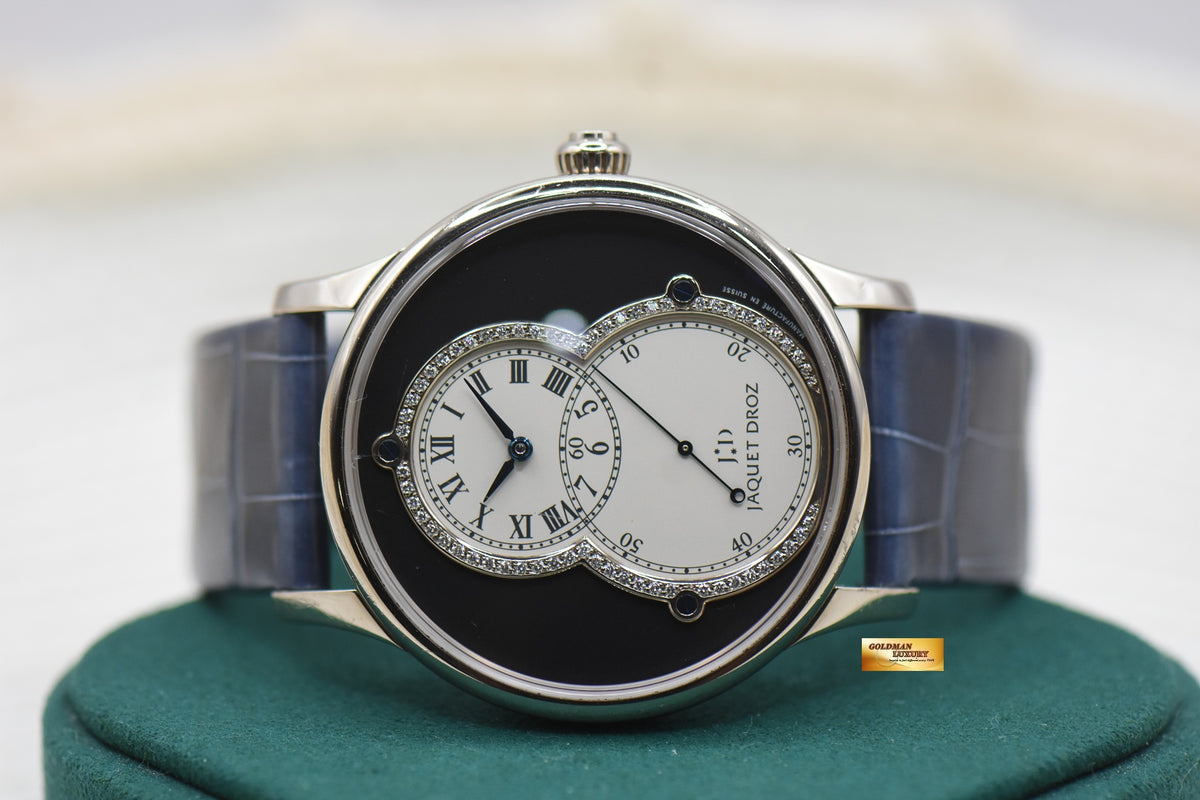 JAQUET DROZ GRANDE SECONDE 43mm WHITE GOLD IN LEATHER STRAP DIAMOND DIAL AUTOMATIC J003034225 (MINT)
