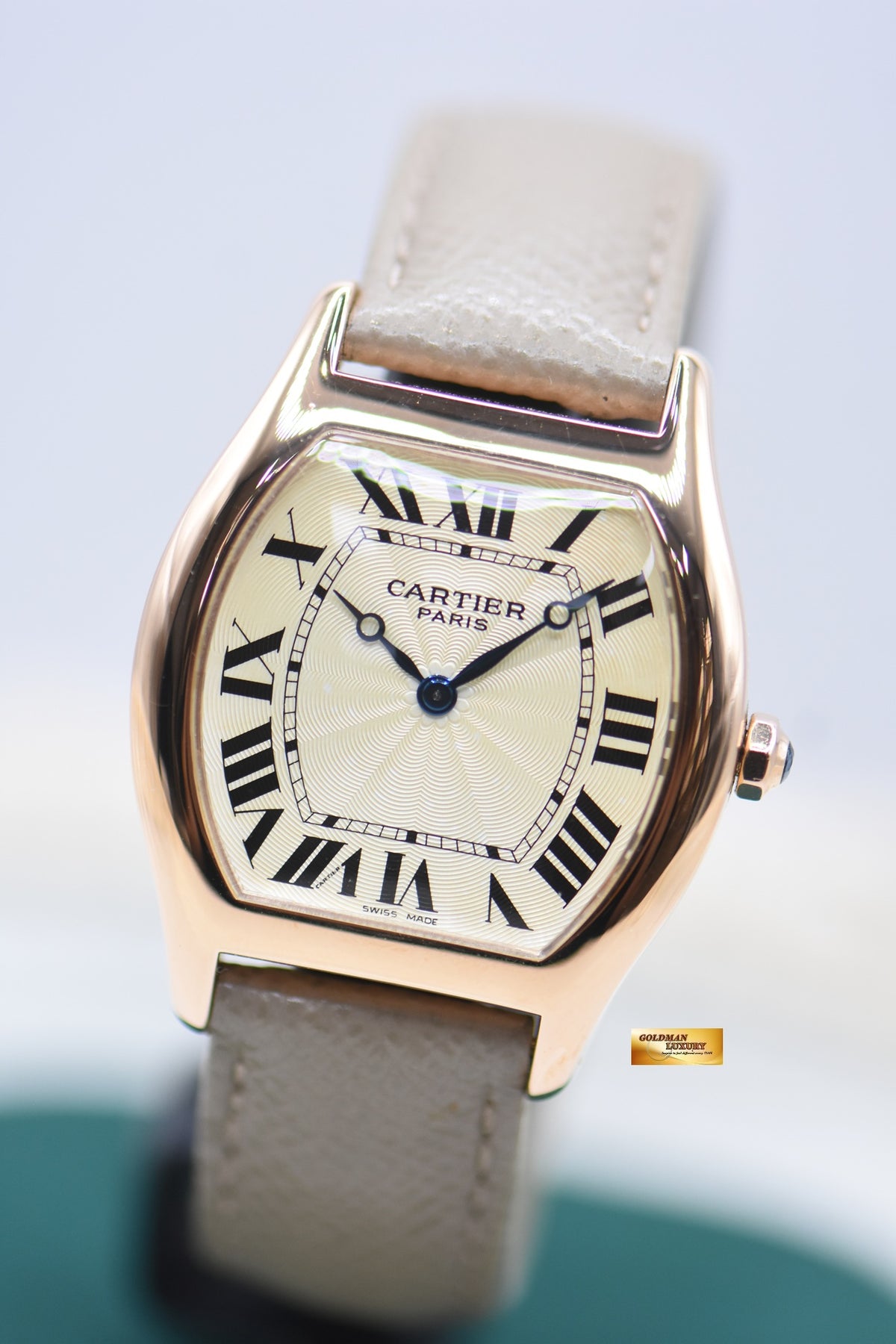 CARTIER PARIS CPCP TORTUE LARGE 18K ROSE GOLD MANUAL WINDING 2498E (MINT)