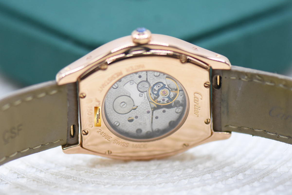CARTIER PARIS CPCP TORTUE LARGE 18K ROSE GOLD MANUAL WINDING 2498E (MINT)
