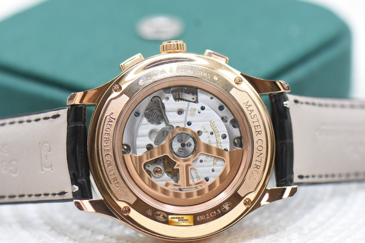 JAEGER LeCOULTRE MASTER CONTROL CHRONOGRAPH CALENDAR ROSE GOLD AUTOMATIC Q413257J (LNIB)