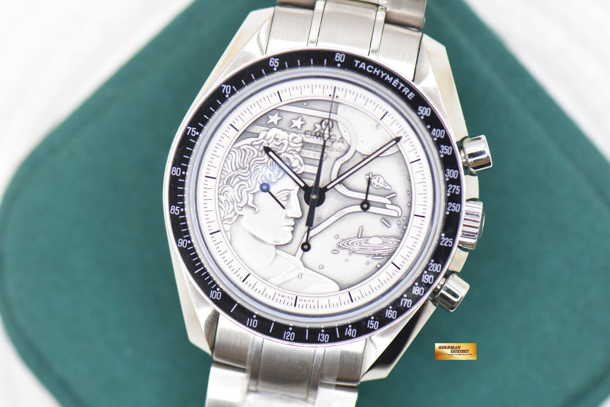 OMEGA SPEEDMASTER CHRONOGRAPH MOONWATCH APOLLO XVII SILVER COIN MISSION DIAL 40TH ANNIVERSARY LIMITED EDITION (LNIB) ALL STICKERS INTACT