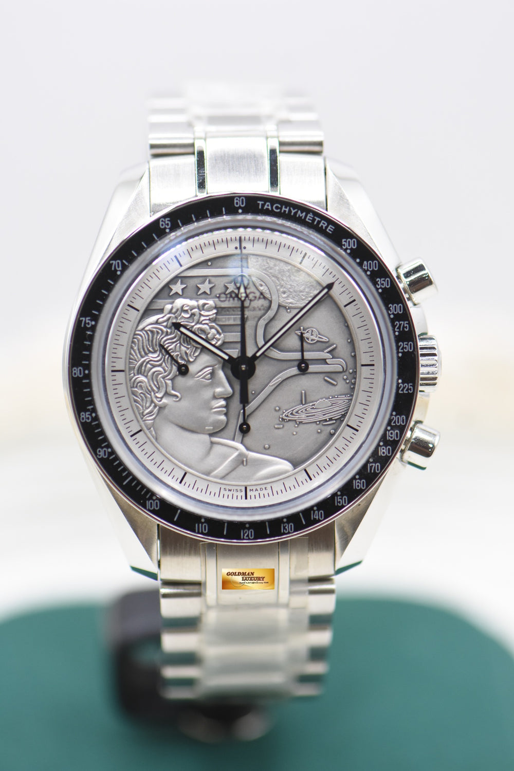 OMEGA SPEEDMASTER CHRONOGRAPH MOONWATCH APOLLO XVII SILVER COIN MISSION DIAL 40TH ANNIVERSARY LIMITED EDITION (LNIB) ALL STICKERS INTACT