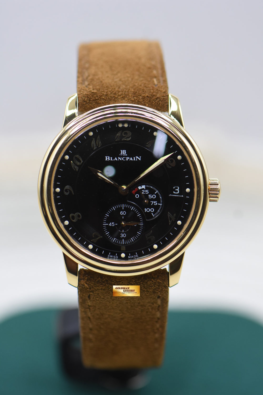 BLANCPAIN VILLERET ULTRA SLIM 100 HOURS 36mm YELLOW GOLD BLACK MANUAL WINDING 1106-1418-55 (MINT)