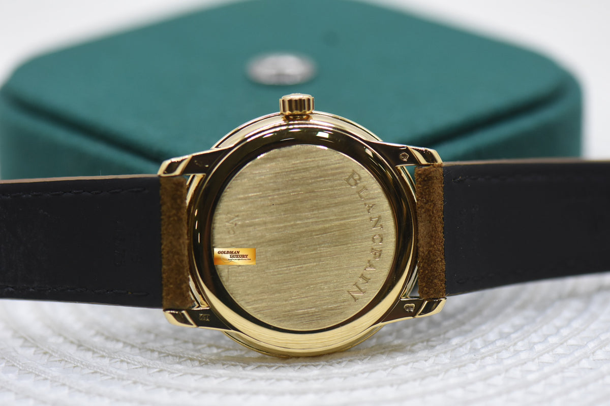BLANCPAIN VILLERET ULTRA SLIM 100 HOURS 36mm YELLOW GOLD BLACK MANUAL WINDING 1106-1418-55 (MINT)