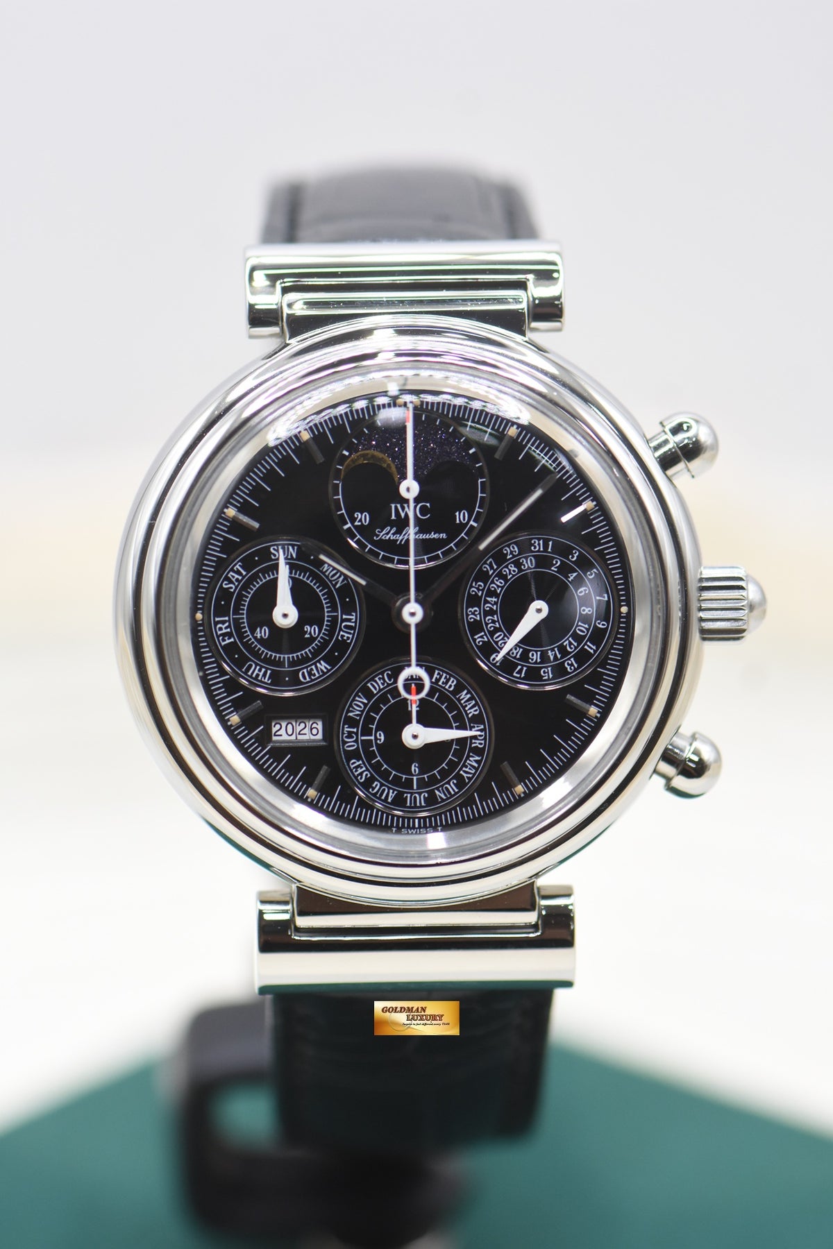 IWC DA VINCI PERPETUAL CALENDAR CHRONOGRAPH 39mm STEEL BLACK DIAL AUTOMATIC IW3750-28 (MINT)
