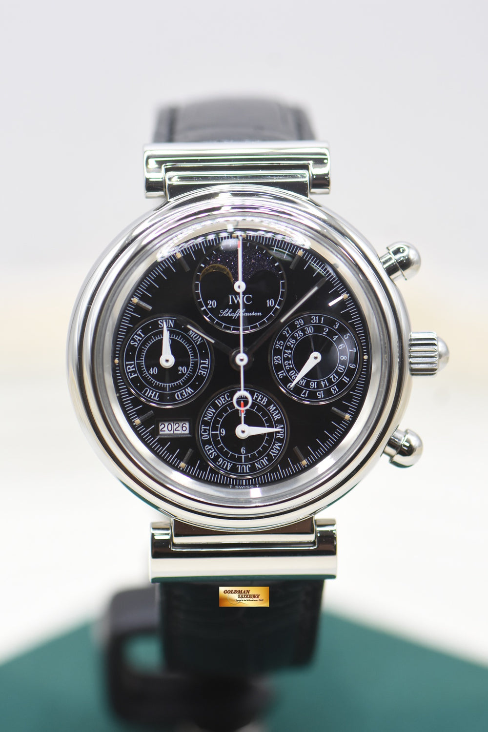 IWC DA VINCI PERPETUAL CALENDAR CHRONOGRAPH 39mm STEEL BLACK DIAL AUTOMATIC IW3750-28 (MINT)