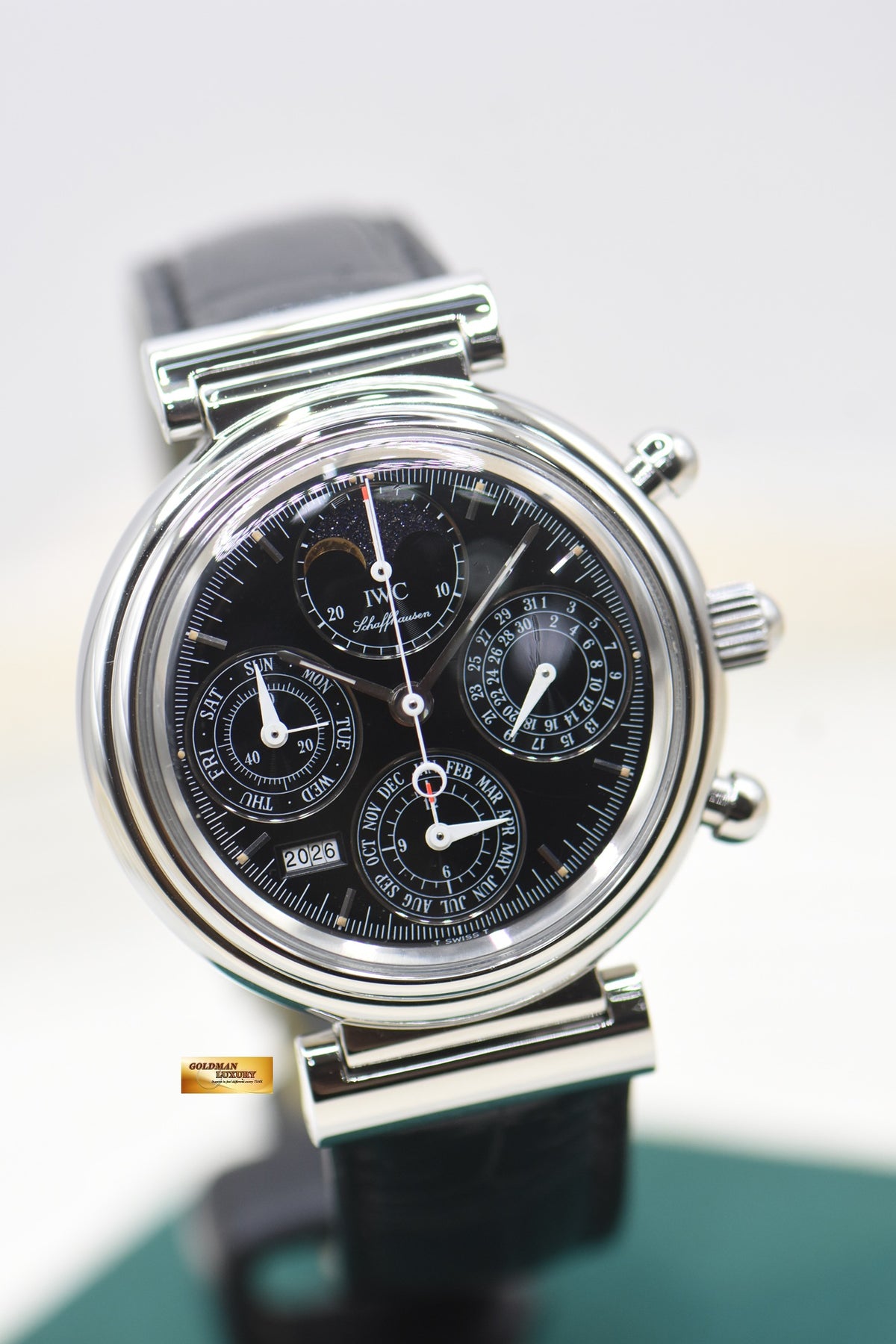 IWC DA VINCI PERPETUAL CALENDAR CHRONOGRAPH 39mm STEEL BLACK DIAL AUTOMATIC IW3750-28 (MINT)