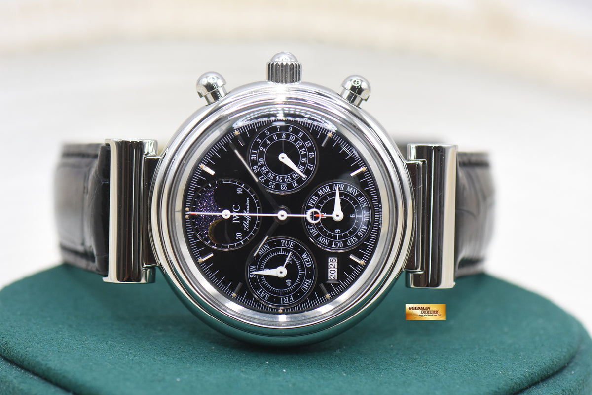 IWC DA VINCI PERPETUAL CALENDAR CHRONOGRAPH 39mm STEEL BLACK DIAL AUTOMATIC IW3750-28 (MINT)