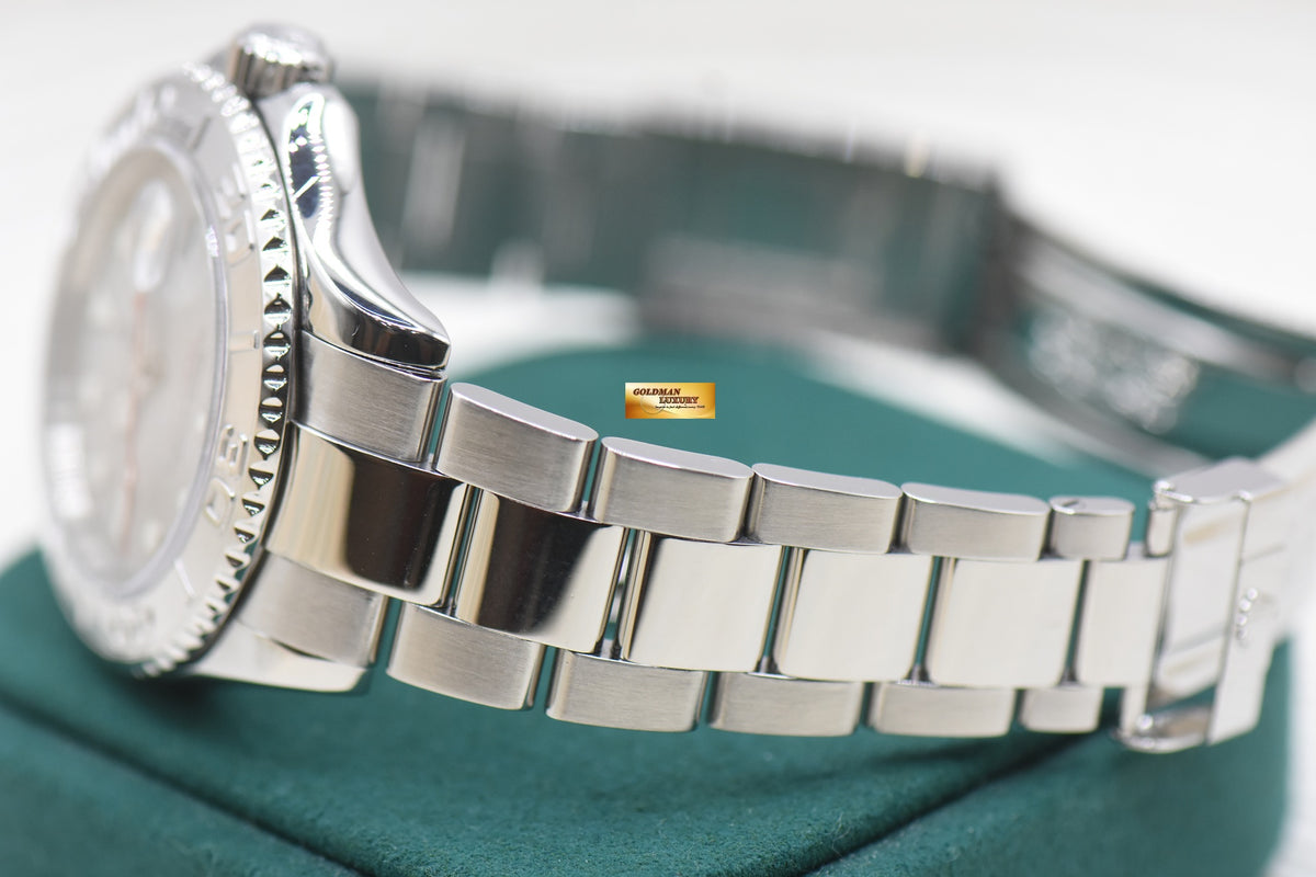 ROLEX OYSTER YACHTMASTER 40mm STEEL IN BRACELET PLATINUM DIAL & BEZEL 16622 (MINT) (REHAUT ENGRAVINGS)