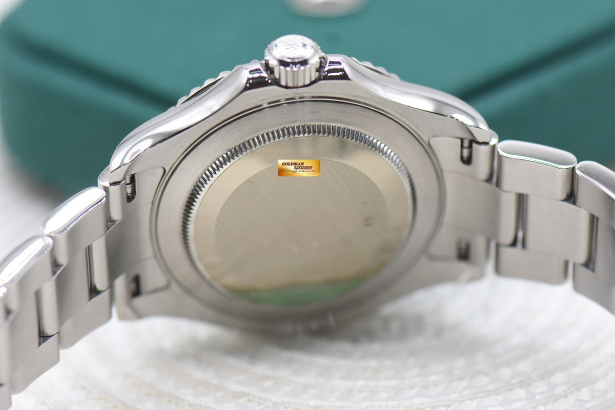 ROLEX OYSTER YACHTMASTER 40mm STEEL IN BRACELET PLATINUM DIAL & BEZEL 16622 (MINT) (REHAUT ENGRAVINGS)