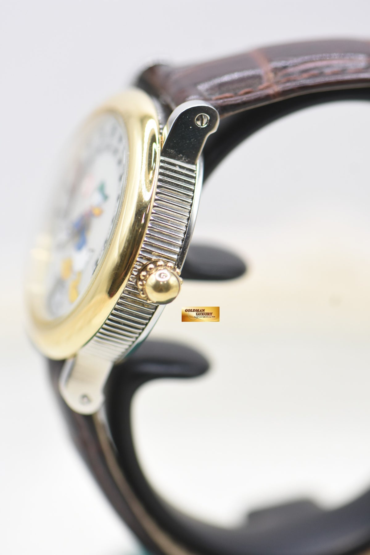 [SOLD] GERALD GENTA RETRO FANTASY DONALD DUCK MOP RETROGRADE BASEBALL JUMPING HOUR 34mm HALF-GOLD AUTOMATIC G3612.7