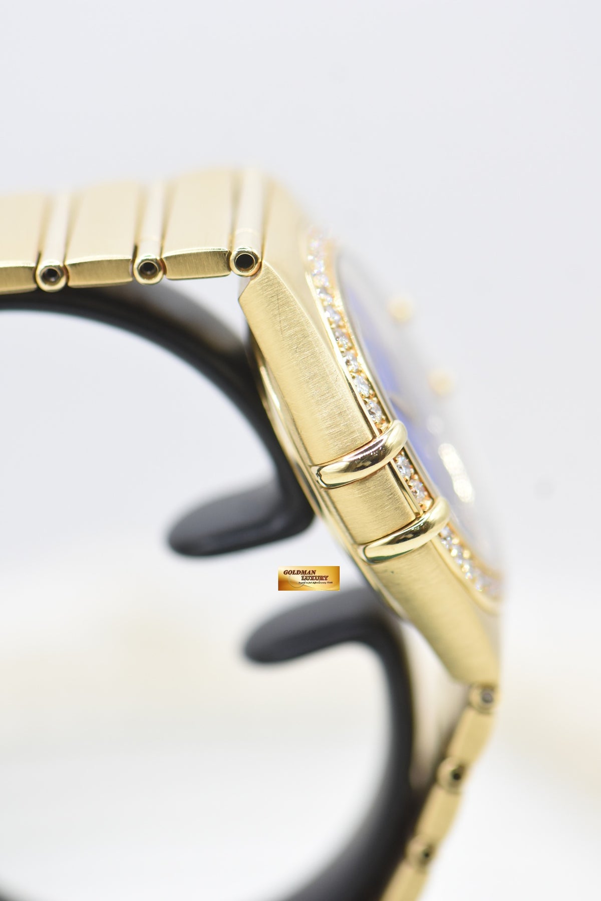 OMEGA CONSTELLATION MANHATTAN YELLOW GOLD BRACELET LAPIS LAZULI DIAMOND DIAL  (MINT)