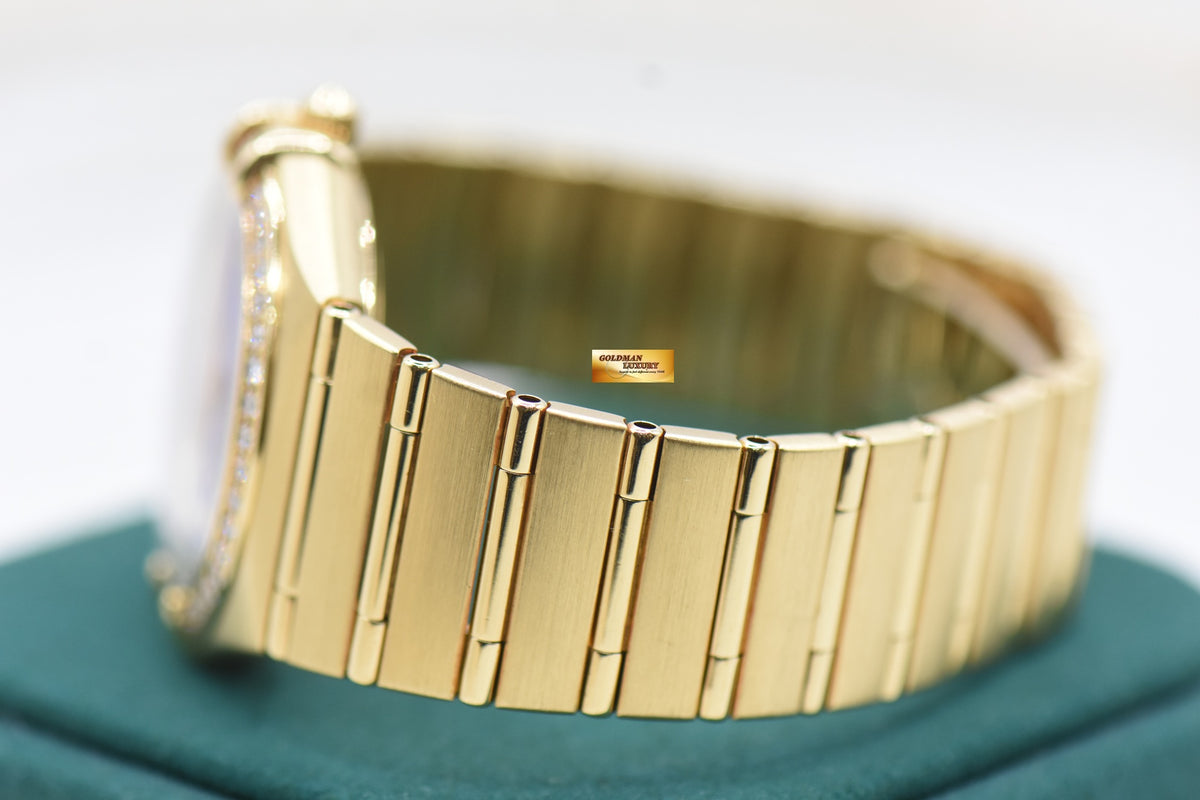 OMEGA CONSTELLATION MANHATTAN YELLOW GOLD BRACELET LAPIS LAZULI DIAMOND DIAL  (MINT)
