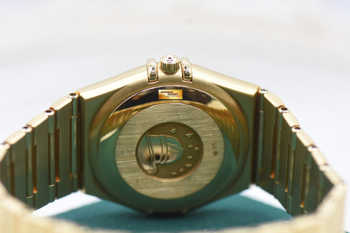 OMEGA CONSTELLATION MANHATTAN YELLOW GOLD BRACELET LAPIS LAZULI DIAMOND DIAL  (MINT)