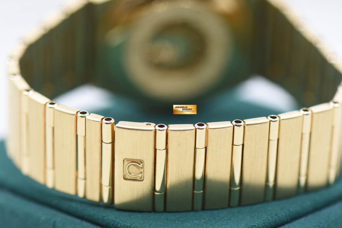 OMEGA CONSTELLATION MANHATTAN YELLOW GOLD BRACELET LAPIS LAZULI DIAMOND DIAL  (MINT)
