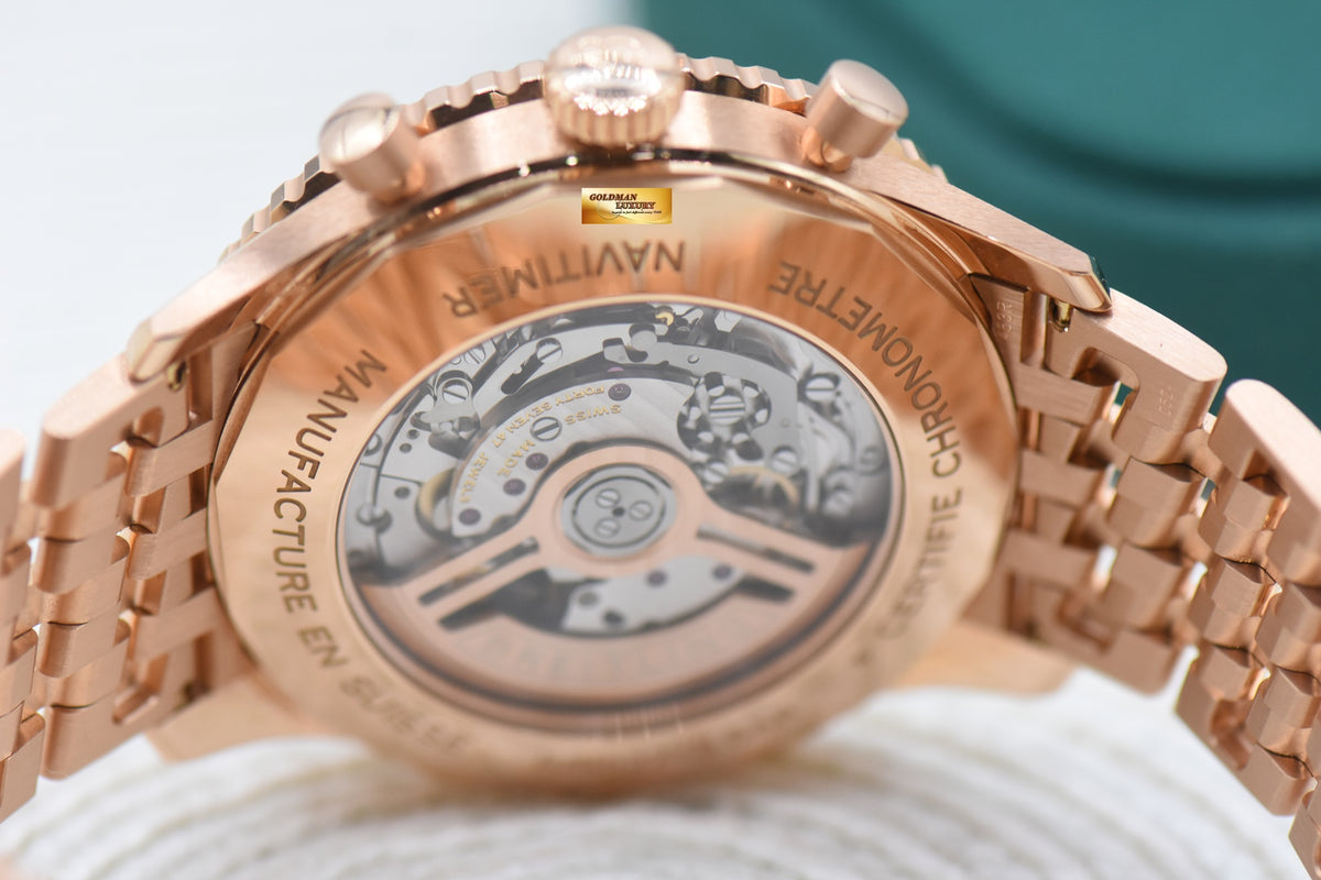 BREITLING NAVITIMER B01 CHRONOGRAPH 46mm GREEN DIAL RED GOLD IN BRACELET RB0137 (NEW-UNWORN)