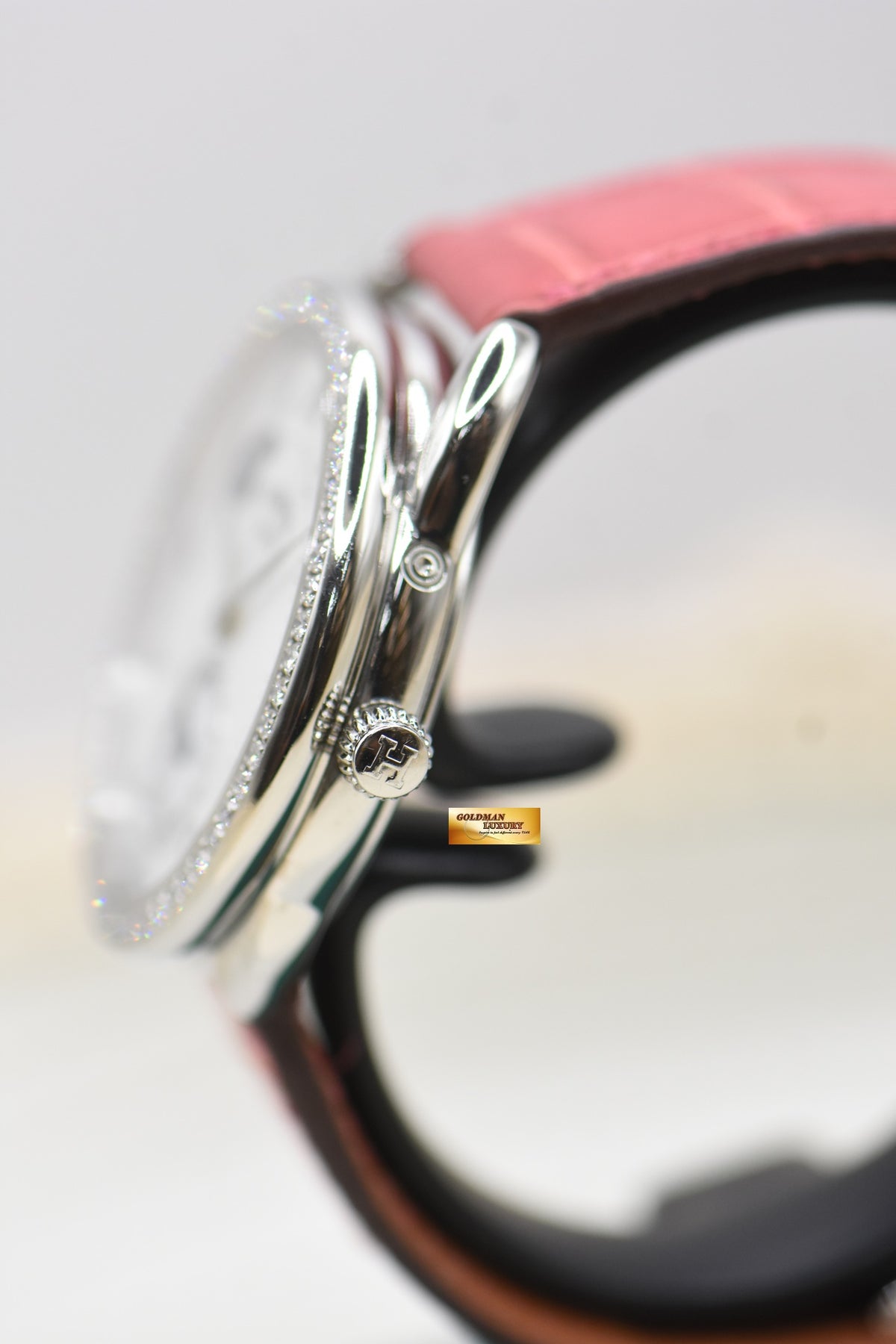 HERMES ARCEAU PETITE LUNE 38mm MOP MOONPHASE DIAL DIAMOND BEZEL STEEL AUTOMATIC AR7.530 (MINT)