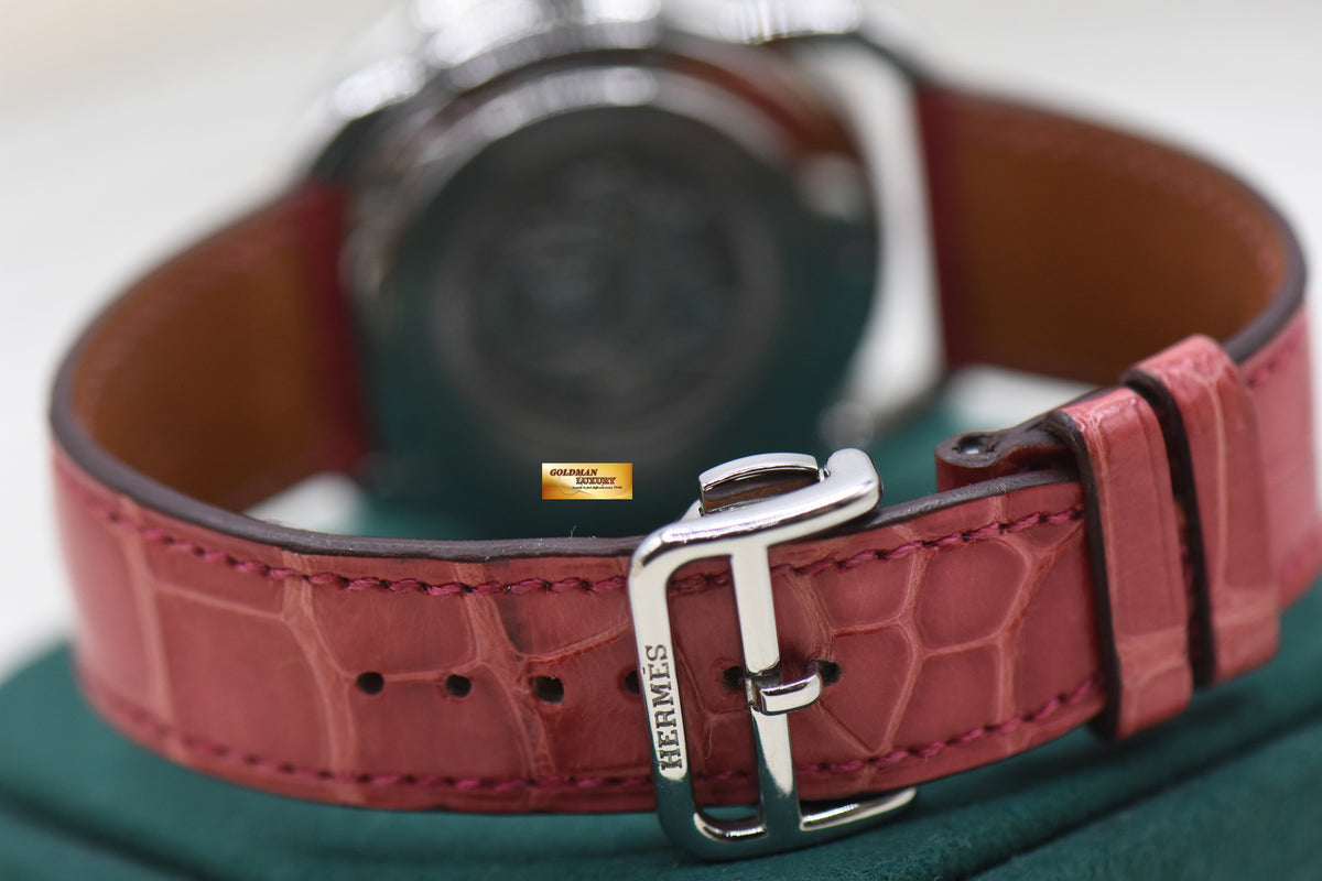 HERMES ARCEAU PETITE LUNE 38mm MOP MOONPHASE DIAL DIAMOND BEZEL STEEL AUTOMATIC AR7.530 (MINT)