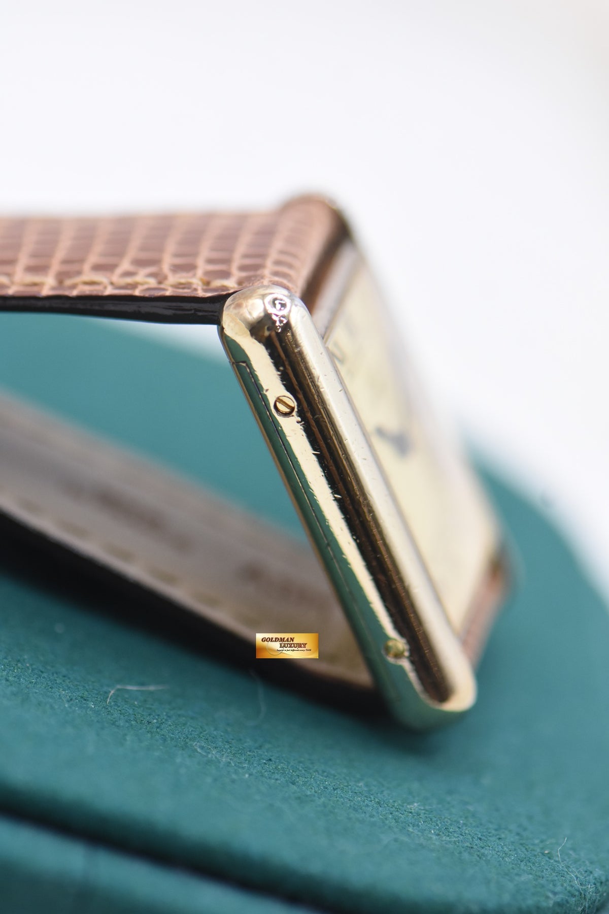 MUST De CARTIER TANK VERMEIL LM 925 ARGENT GOLD-PLATED IN LEATHER STRAP MANUAL 590005 (MINT)