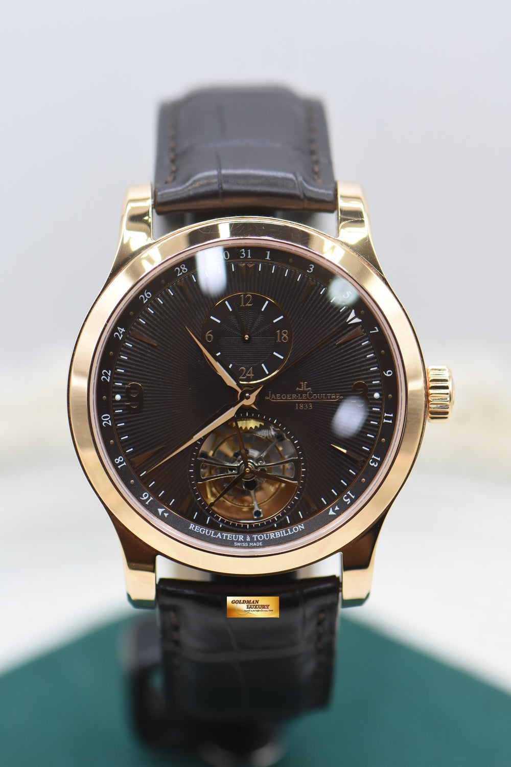 JLC MASTER GRAND TOURBILLION GMT 43mm ROSE GOLD IN LEATHER STRAP MENS AUTOMATIC Q1662450 (MINT)