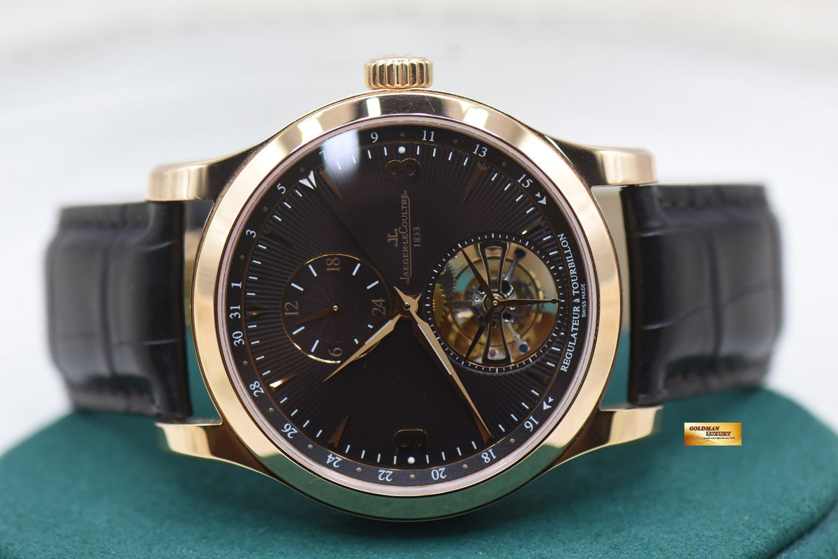 JLC MASTER GRAND TOURBILLION GMT 43mm ROSE GOLD IN LEATHER STRAP MENS AUTOMATIC Q1662450 (MINT)