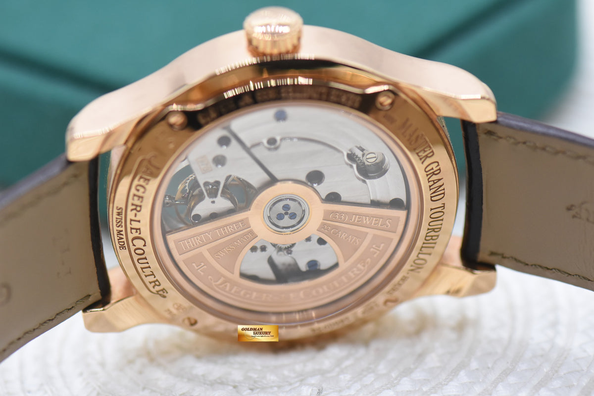 JLC MASTER GRAND TOURBILLION GMT 43mm ROSE GOLD IN LEATHER STRAP MENS AUTOMATIC Q1662450 (MINT)