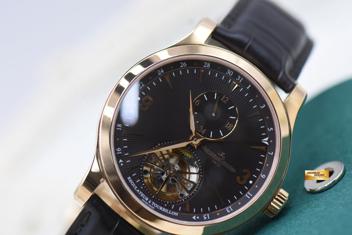 JLC MASTER GRAND TOURBILLION GMT 43mm ROSE GOLD IN LEATHER STRAP MENS AUTOMATIC Q1662450 (MINT)